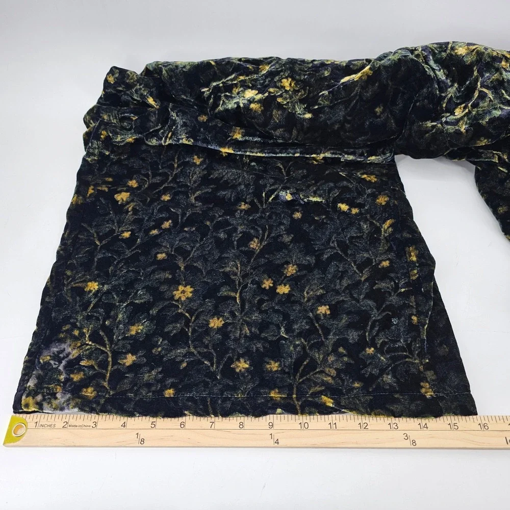 Anthropologie Somerset Velvet Pull-On Pants Wide Leg 1X Floral Velvet Elastic - Picture 6 of 6